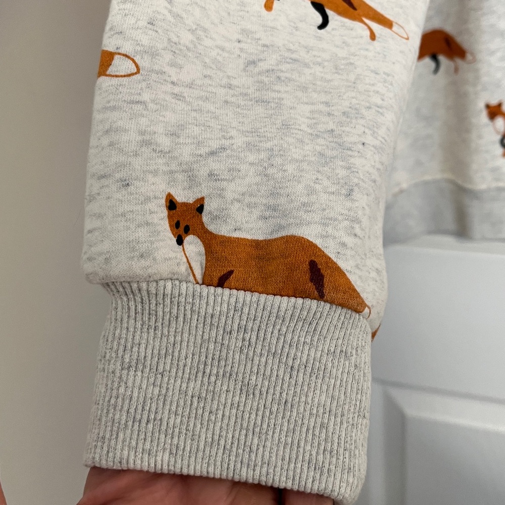 sm wardrobe Fox Print on Oatmeal Colored Cotton Blend Sweatshirt Women’s Large - Picture 7 of 14